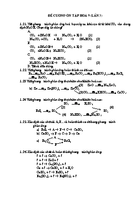Đê cương ôn tâp Hóa học Lớp 9 (Lân 3)
